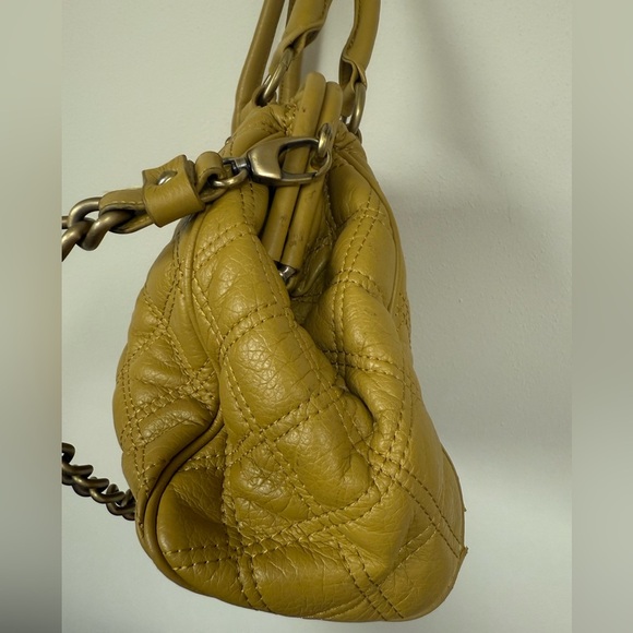 Golden Yellow Quilted Shoulder Bag with Metal Chain Accent Y2K Preppy Colorful - Picture 6 of 13